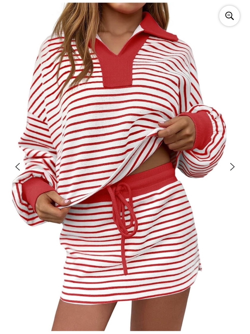 Red & White Striped Women’s Swim Cover-Up Set